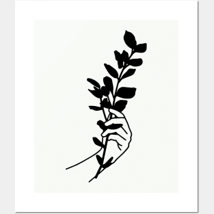 Minimal botanical hand Posters and Art